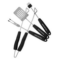 4 Piece BBQ Set with Tongs/ Basting Brush/ Fork/ Basting Brush & Nylon Bag